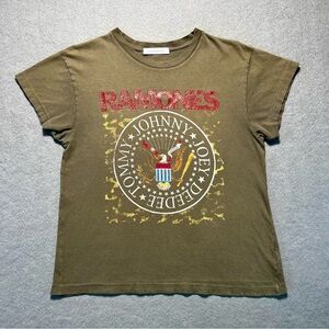 Daydreamer Ramones Band Tee Women’s Medium Olive Green Graphic Rock Shirt